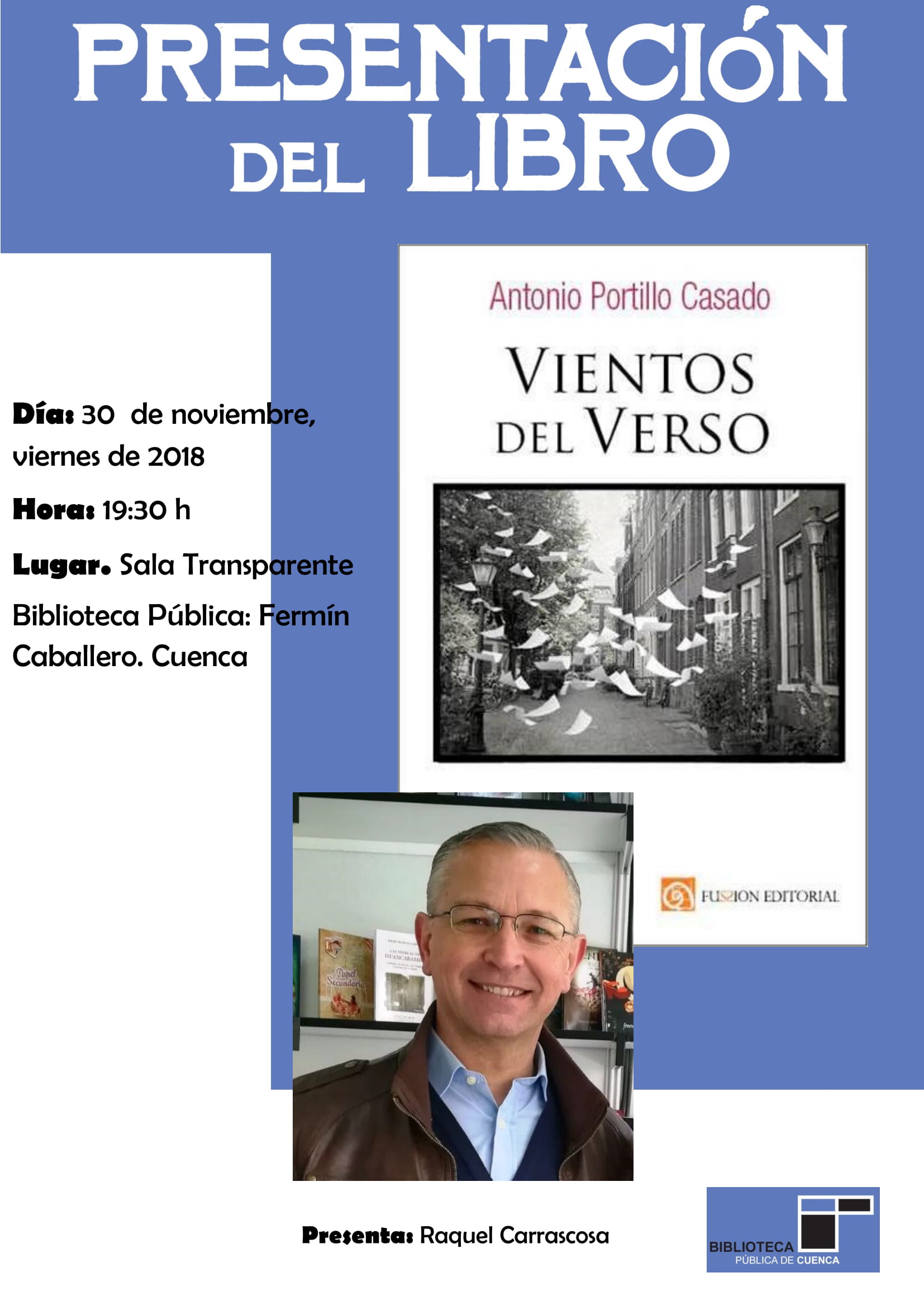 Presentación del poemario “Vientos de Verso” en la Biblioteca Pública Fermín Caballero (Cuenca, 30 de nov. – 19:30 h.)